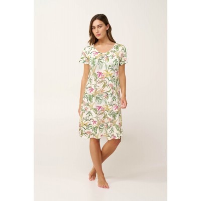 Botanical Micromodal Νυχτικό με Σούρες GREEN LODEN (24157-GREEN LODEN)