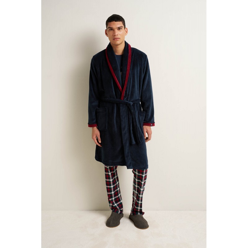 Ανδρική Μακριά Fleece Ρόμπα BLUE (25619-BLUE) Ανδρική Μακριά Fleece Ρόμπα BLUE (25619-BLUE)