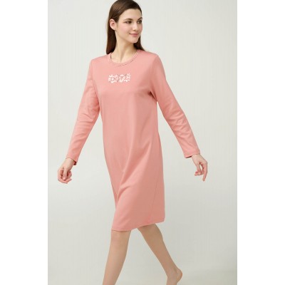 Χειμερινό Γυναικείο Βαμβακερό Νυχτικό PINK TAN (23333-PINK TAN)