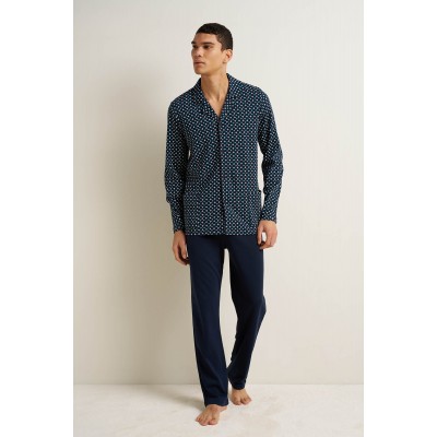 Ανδρική Βαμβακερή Κουμπωτή Πυτζάμα BLUE (25653-BLUE)