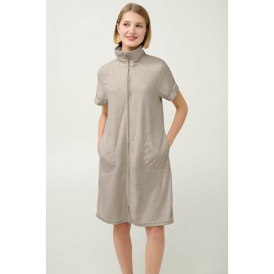Γυναικείο Frottee Ρόμπα με Κοντό Μανίκι BEIGE MELANGE (23153-BEIGE MELANGE)