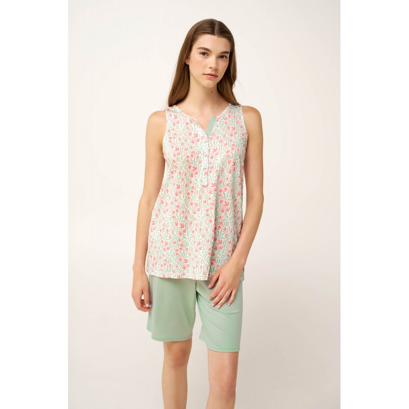 Γυναικεία Cotton-Modal Πυτζάμα με Πατιλέτα MINT GRAY (24074-MINT GRAY)