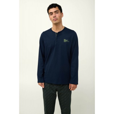 Ανδρική Βαμβακερή Πυτζάμα με Πατιλέτα BLUE (23650-BLUE)