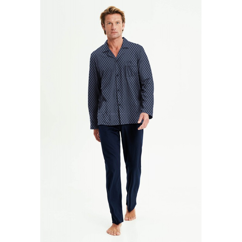 Ανδρική Βαμβακερή Κουμπωτή Πυτζάμα BLUE (23676-BLUE) Ανδρική Βαμβακερή Κουμπωτή Πυτζάμα BLUE (23676-BLUE)