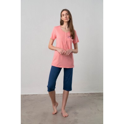 Κοντομάνικη  Πυτζάμα με Τύπωμα PEACH (70004-PEACH)
