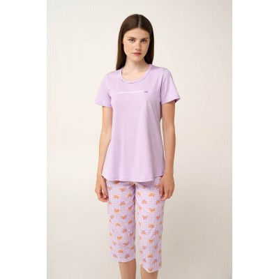 Βαμβακερή Γυναικεία Πυτζάμα Κάπρι LILLA PASTEL (24313-LILLA PASTEL)