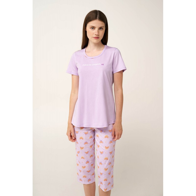 Βαμβακερή Γυναικεία Πυτζάμα Κάπρι LILLA PASTEL (24313-LILLA PASTEL) Βαμβακερή Γυναικεία Πυτζάμα Κάπρι LILLA PASTEL (24313-LILLA PASTEL)