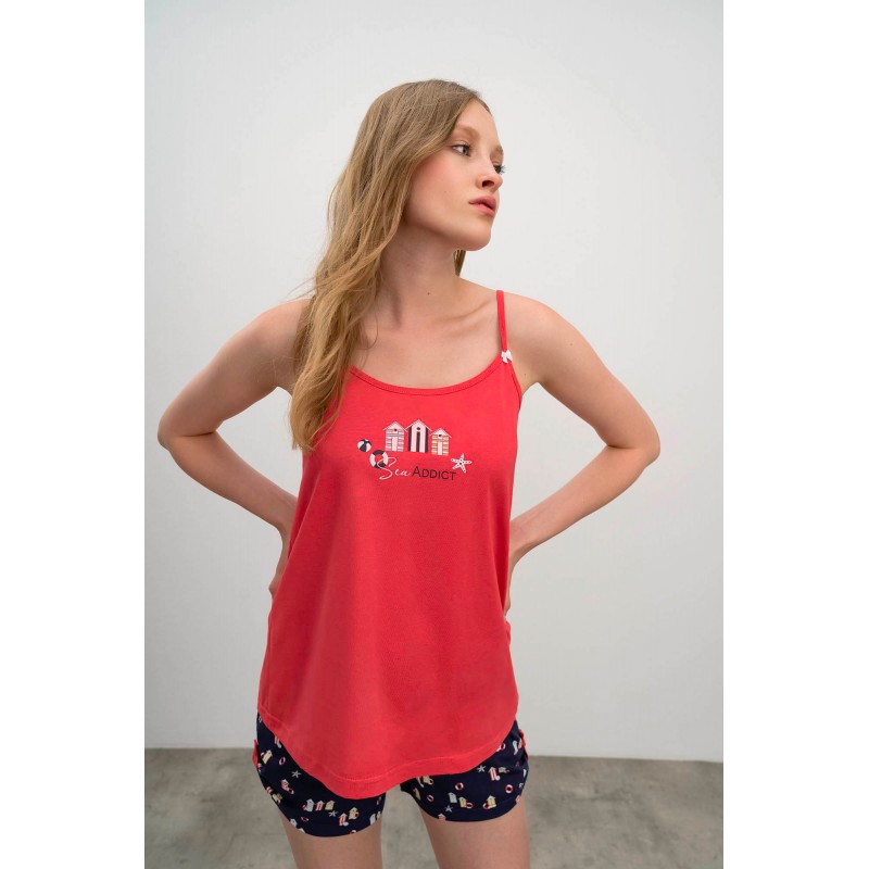 Γυναικεία Πυτζάμα με Τιράντες CORAL SUN (16325-CORAL SUN) Γυναικεία Πυτζάμα με Τιράντες CORAL SUN (16325-CORAL SUN)