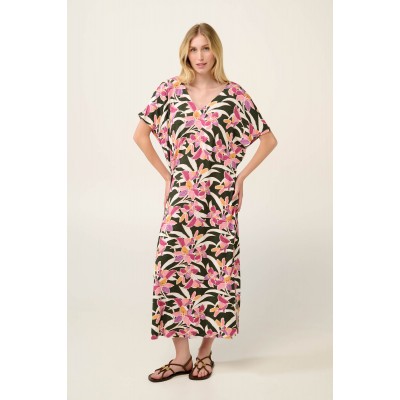 Καφτάνι με Λαιμόκοψη V σε Φλοράλ Μοτίβο Ακουαρέλα VIOLET QUARTZ (22494-VIOLET QUARTZ)