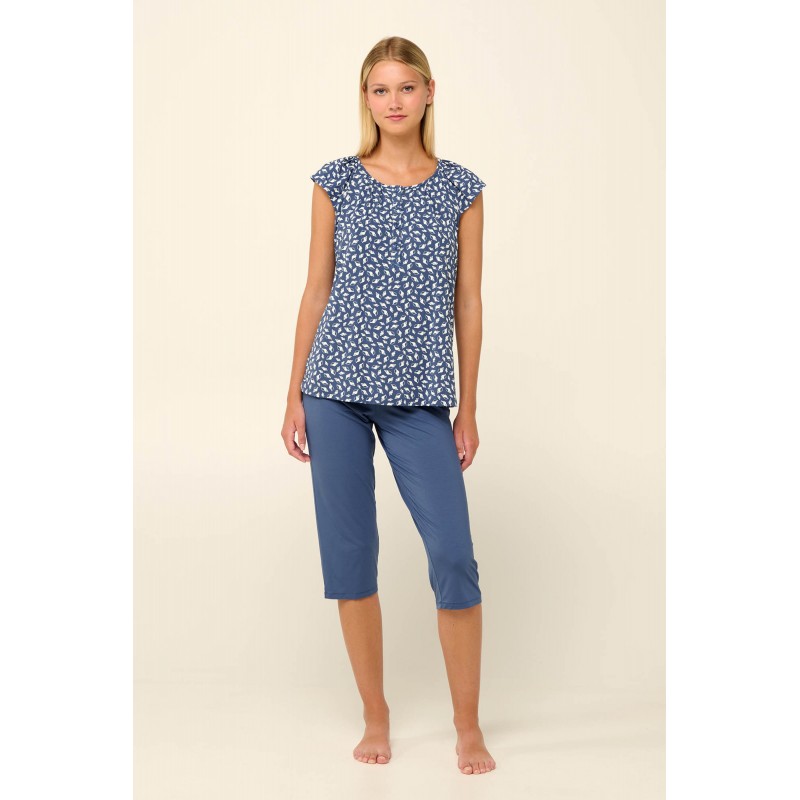 Γυναικεία Πυτζάμα Micromodal με Σούρες και Πατιλέτα BLUE RAF (22054-BLUE RAF)