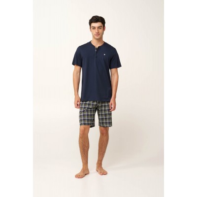 Ανδρική Βαμβακερή Πυτζάμα με Πατιλέτα BLUE (24661-BLUE)