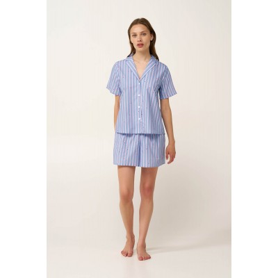 Κουμπωτή Γυναικεία Πυτζάμα από Ποπλίνα BLUE KENTUCKY (24200-BLUE KENTUCKY)
