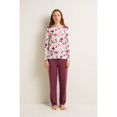 Γυναικεία Πυτζάμα Micromodal με Φαρδιά Λαιμόκοψη MAUVE MISTY (25068-MAUVE MISTY)