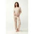 Μπεζ Πυτζάμα με Ανθέμιο Μοτίβο BEIGE (21093-BEIGE)