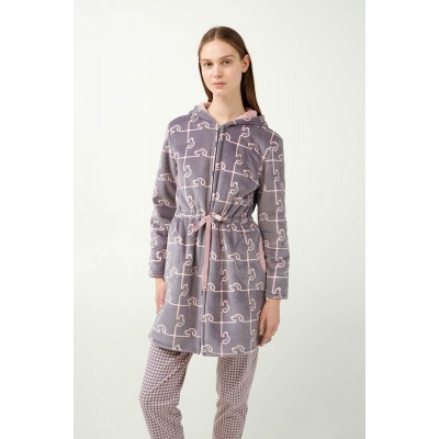 Fleece Ρόμπα με Σκύλο-Παζλ Μοτίβο GRAY THUNDER (21481-GRAY THUNDER)