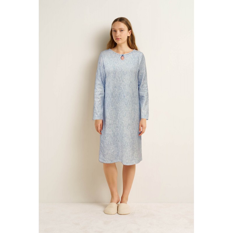Βαμβακερό Φούτερ Νυχτικό με Λαιμόκοψη BLUE SERENE (25248-BLUE SERENE) Βαμβακερό Φούτερ Νυχτικό με Λαιμόκοψη BLUE SERENE (25248-BLUE SERENE)