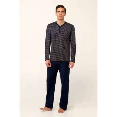 Ανδρική Βαμβακερή Πυζάμα με Πατιλέτα BLUE (23903-BLUE)