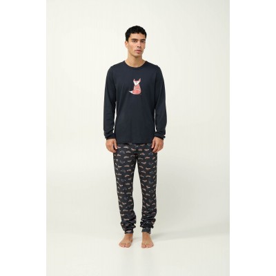 Ανδρική Βαμβακερή Πυτζάμα με Μανσέτες DARK GRAY (23620-DARK GRAY)