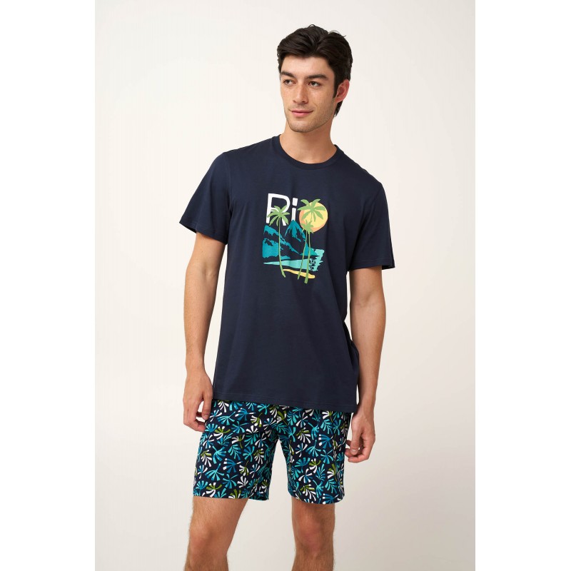 Ανδρική Βαμβακερή Tropical Πυτζάμα BLUE (24630-BLUE)