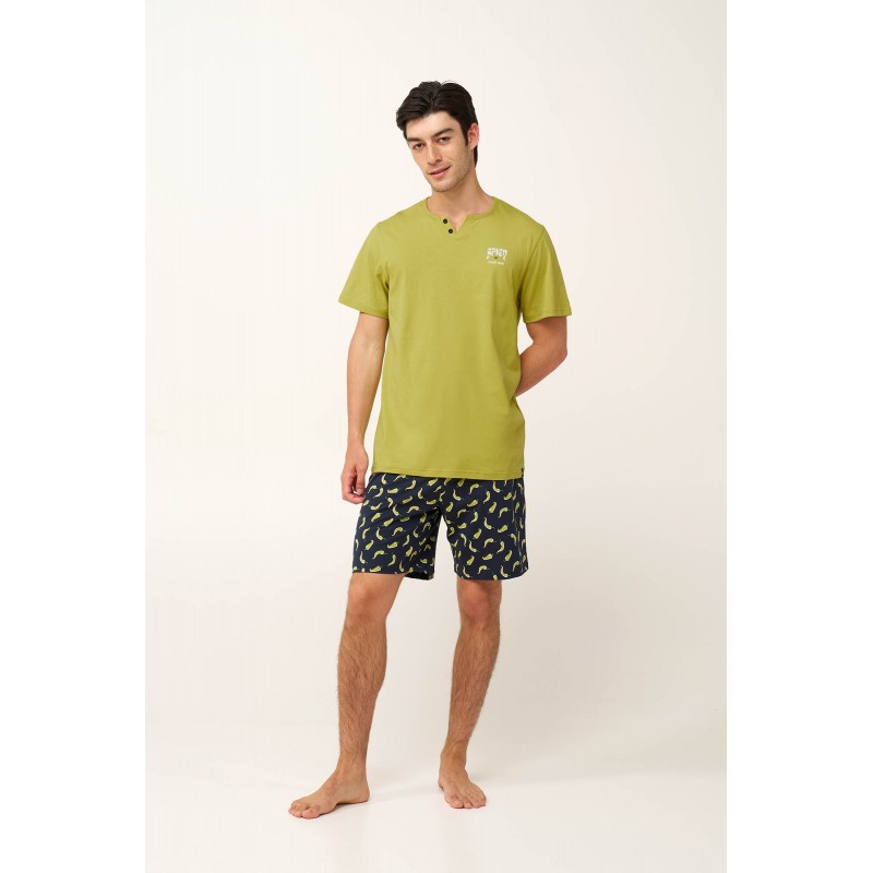 Βαμβακερή Spicy Ανδρική Πυτζάμα GREEN PALM (24651-GREEN PALM) Βαμβακερή Spicy Ανδρική Πυτζάμα GREEN PALM (24651-GREEN PALM)