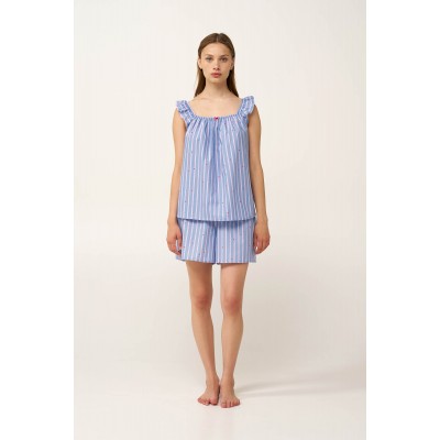 Baby Doll με Σούρες από Ποπλίνα BLUE KENTUCKY (24203-BLUE KENTUCKY)