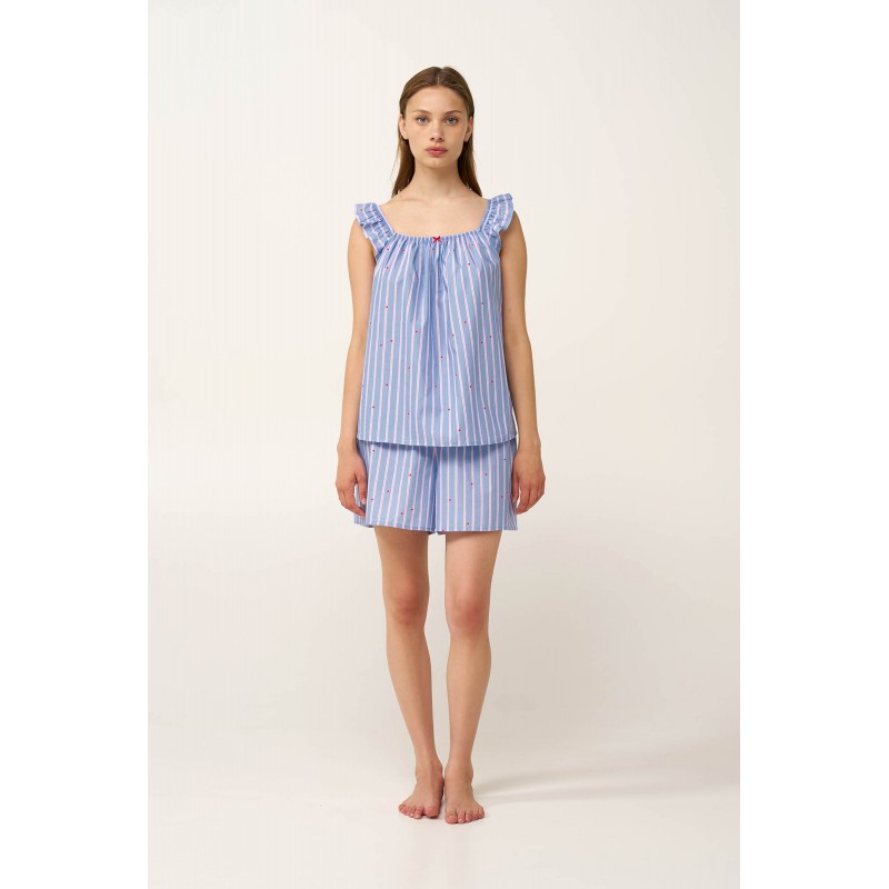 Baby Doll με Σούρες από Ποπλίνα BLUE KENTUCKY (24203-BLUE KENTUCKY)