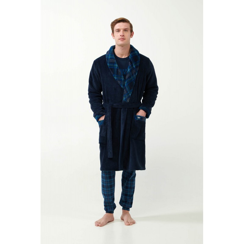 Μακριά Σταυρωτή Fleece Ρόμπα με Πέτο BLUE (21629-BLUE) Μακριά Σταυρωτή Fleece Ρόμπα με Πέτο BLUE (21629-BLUE)