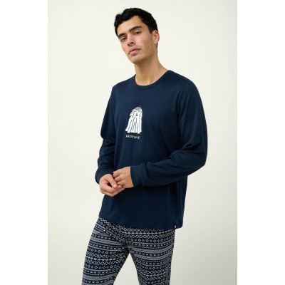 Ανδιρκή Βαμβακερή Πυτζάμα με Μανσέτες BLUE (23601-BLUE)