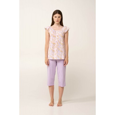 Γυναικεία Βαμβακερή Πυτζάμα με Πατιλέτα LILLA PASTEL (24298-LILLA PASTEL)