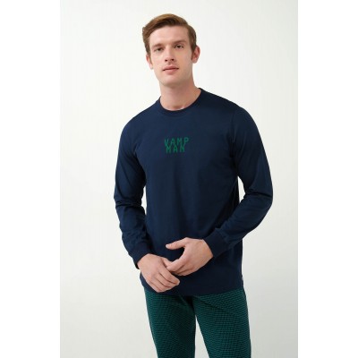 Πυτζάμα Jersey με Γεωμετρικό Μοτίβο BLUE (21603-BLUE)