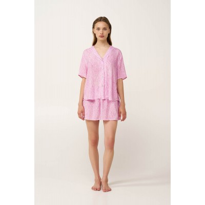 Γυναικεία Κουμπωτή Πυτζάμα από Ποπλίνα PINK FLIRT (24142-PINK FLIRT)