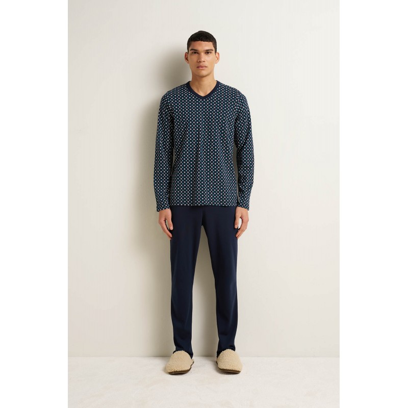 Ανδρική Βαμβακερή Πυτζάμα με V BLUE (25651-BLUE) Ανδρική Βαμβακερή Πυτζάμα με V BLUE (25651-BLUE)