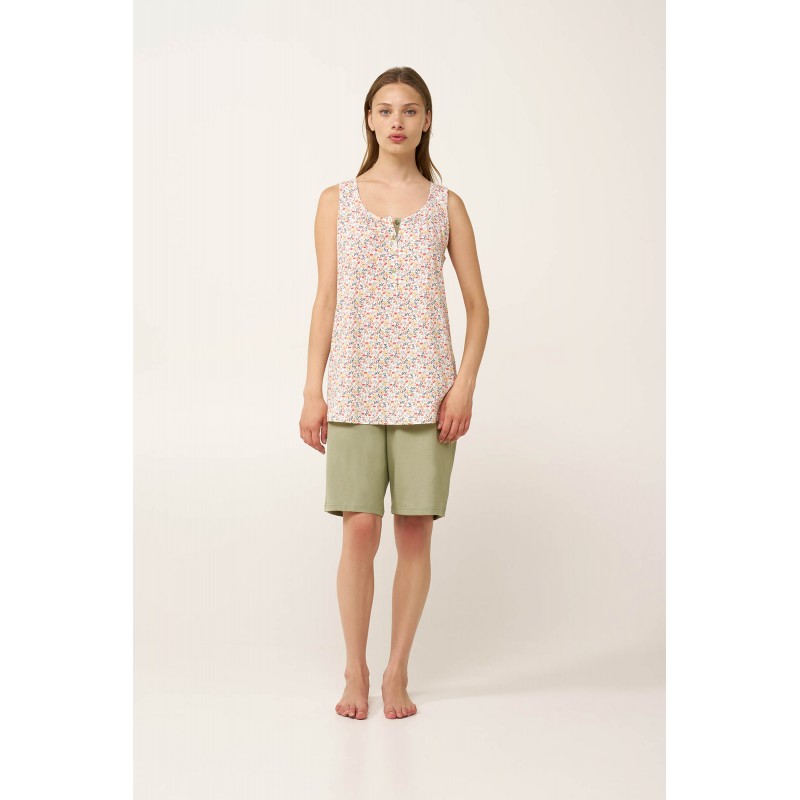 Γυναικεία Βαμβακερή Πυτζάμα με Πατιλέτα GREEN TEA (24284-GREEN TEA)