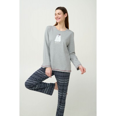Γυναικεία Χειμερινή Βαμβακερή Πυτζάμα GRAY MELANGE (23604-GRAY MELANGE)
