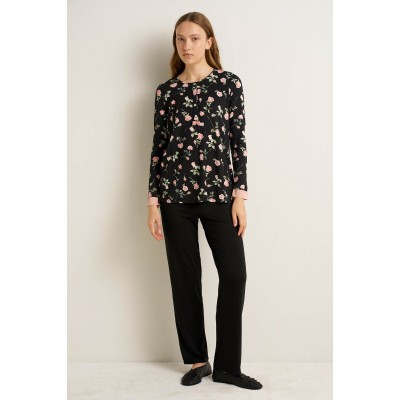 Γυναικεία Πυτζάμα Micromodal με Πατιλέτα BLACK (25000-BLACK)