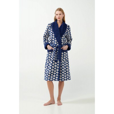 Σταυρωτή Ρόμπα σε Ρουστίκ Μοτίβο BLUE PRINT (21412-BLUE PRINT)