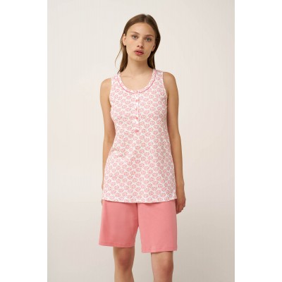 Γυναικεία Αμάνικη Βαμβακερή Πυτζάμα PINK GLOW (24332-PINK GLOW)