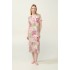 Micromodal Φλοράλ Νυχτικό με Κοντό Μανίκι PINK WOOD (23024-PINK WOOD)