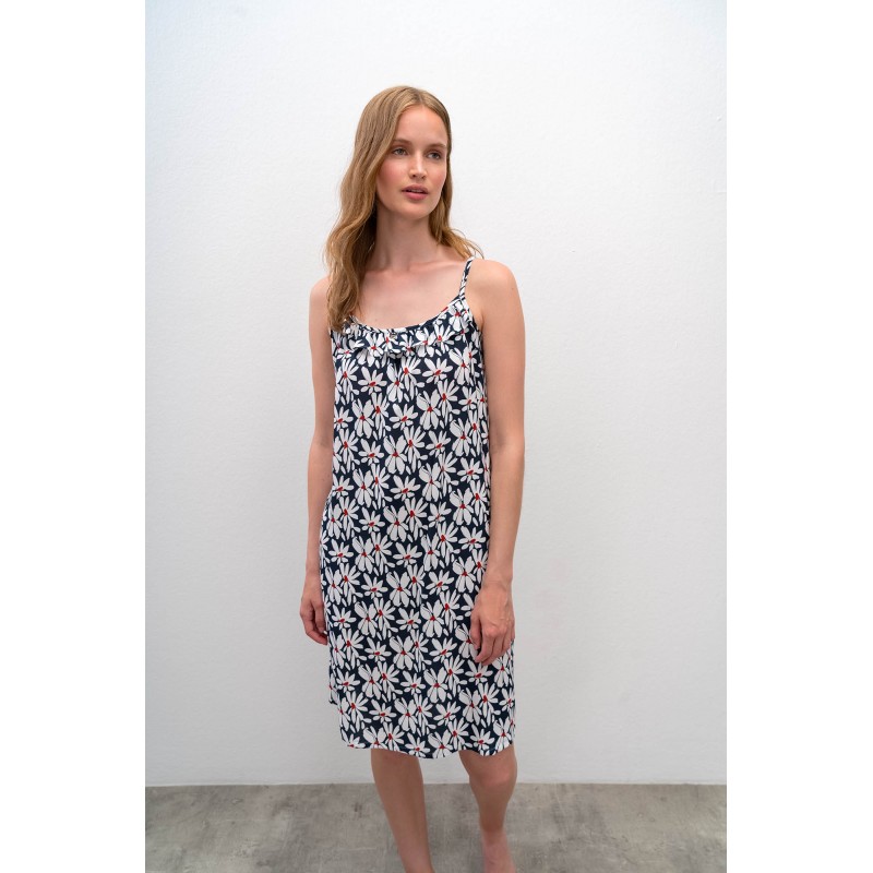 Φλοράλ Νυχτικό με Τιράντες BLUE CAPTAIN (16137-BLUE CAPTAIN)