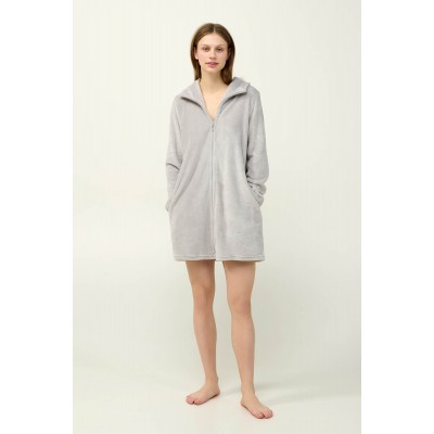 Γυναικεία Fleece Ρόμπα με Φερμουάρ GRAY SILVER (23282-GRAY SILVER)