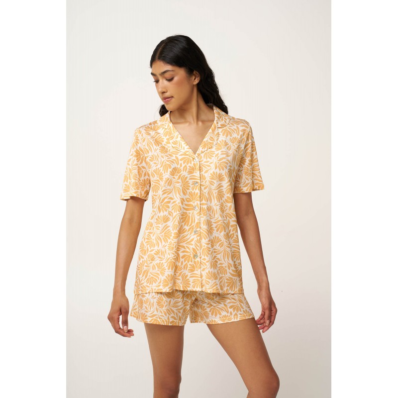 Κουμπωτή Γυναικεία Πυτζάμα Cotton Modal YELLOW SUN (24056-YELLOW SUN)