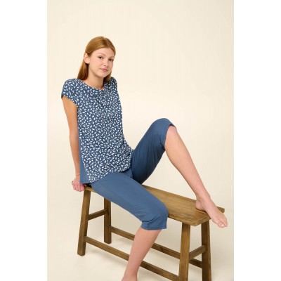 Γυναικεία Πυτζάμα Micromodal με Τύπωμα Κοχύλια BLUE RAF (22050-BLUE RAF)