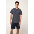 Βαμβακερή Ανδρική Πυτζάμα με V BLUE (24601-BLUE)