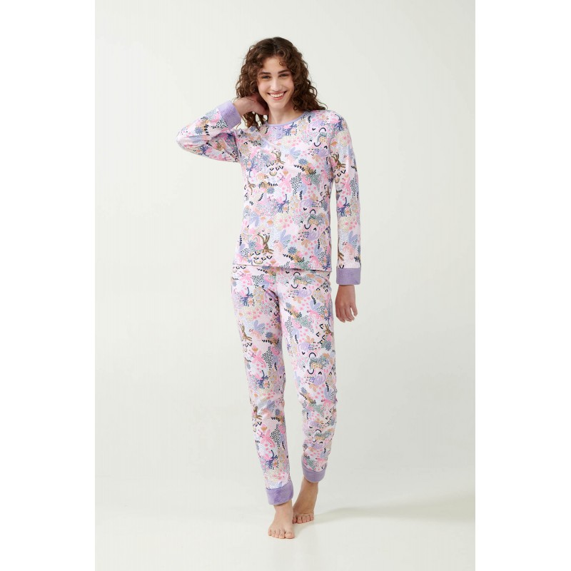 Πυτζάμα Interlock με Fleece Μανσέτες LAVENDER SWEET (21302-LAVENDER SWEET)