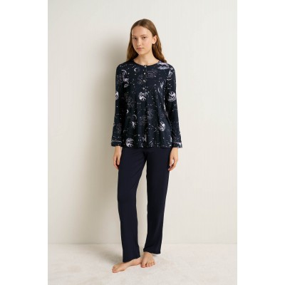 Γυναικεία Micromodal Πυτζάμα με Πατιλέτα BLUE (25111-BLUE)