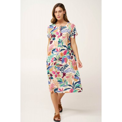 Καλοκαιρινό Φόρεμα Φλοράλ από Ποπλίνα BEIGE (24408-BEIGE)