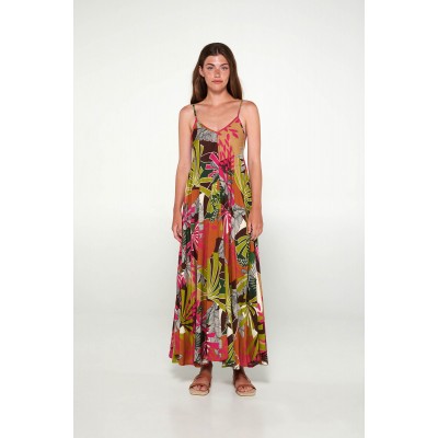 Εμπριμέ Μακρύ Φόρεμα GREEN OASIS (20431-GREEN OASIS)