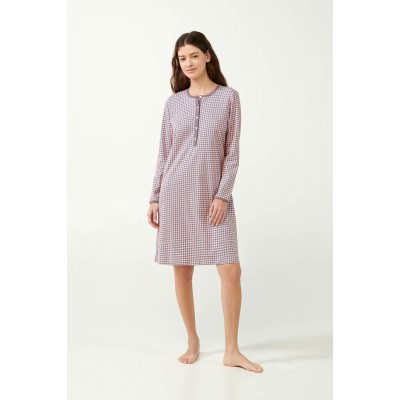 Interlock Νυχτικό Εγκυμοσύνης με Houndstooth Μοτίβο PINK PEACH (21490-PINK PEACH)