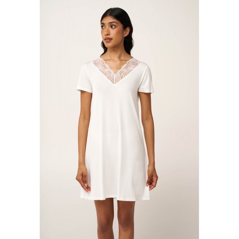 Micromodal Νυχτικό με Δαντέλα CREAM (24165-CREAM)