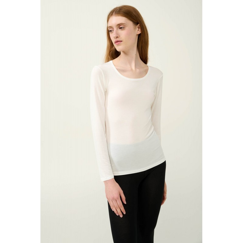 Γυναικείο Micromodal Φανελάκι με Μακρύ Μανίκι CREAM (23816-CREAM)